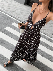 Polka Breeze Spaghetti Strap Maxi Dress