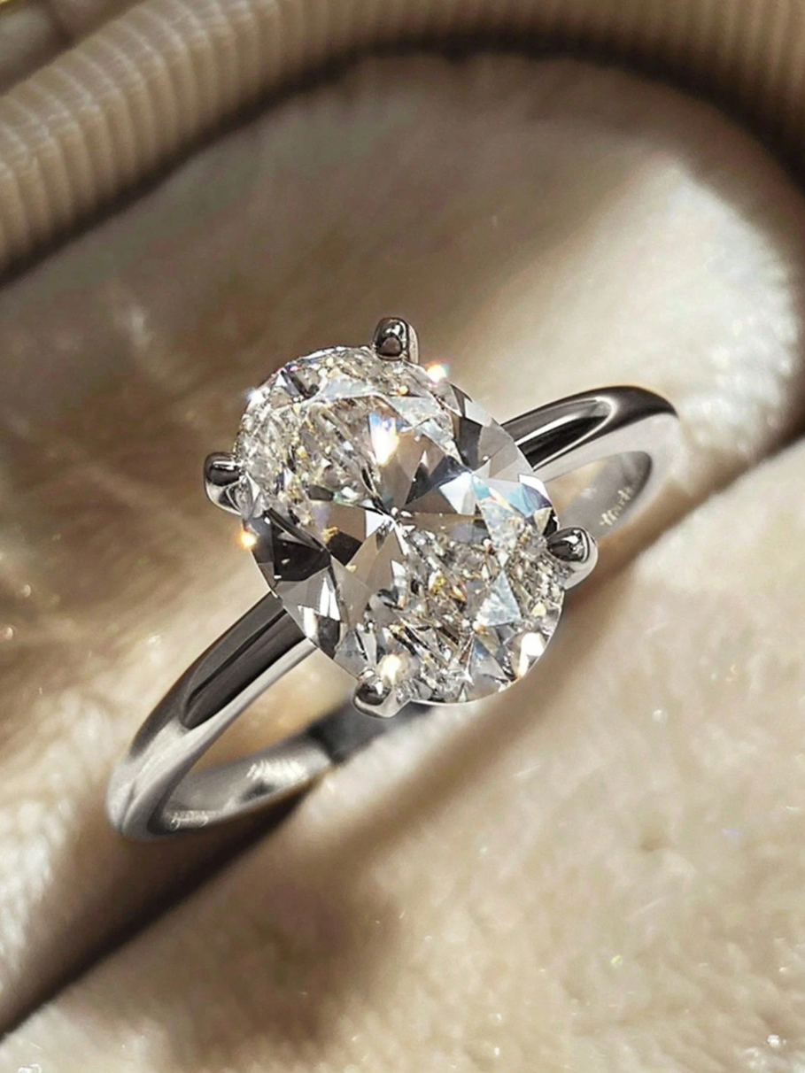 1ct Oval Cut Ring – 925 Sterling Silver Solitaire Promise Ring
