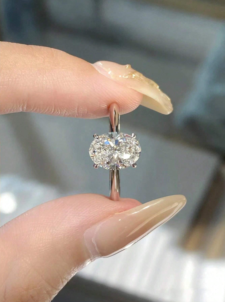 1ct Oval Cut Ring – 925 Sterling Silver Solitaire Promise Ring