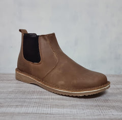 Safari Men's Brown Genuine Leather Chelsea Vellie Boots