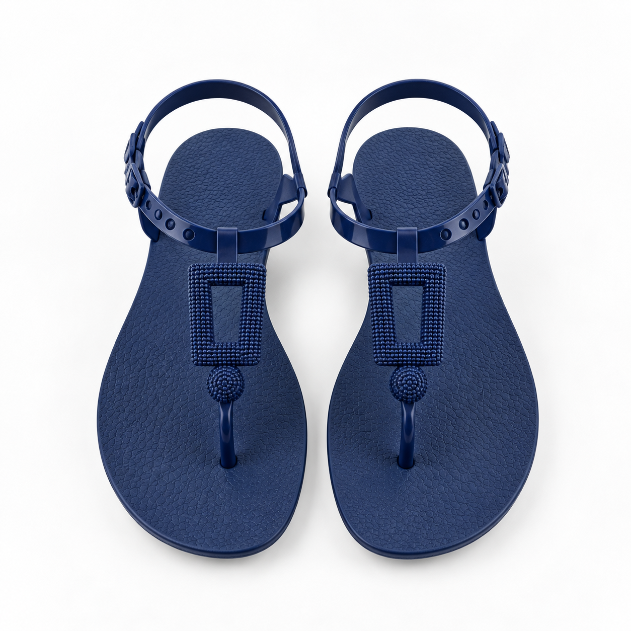 Square Detail Flat Ankle Strap Sandals  | PLEASE SIZE UP 1 SIZE