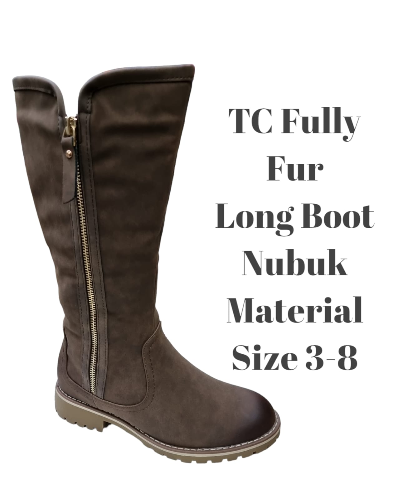 TC Fully Fur-Lined Nubuck Long Winter Boots
