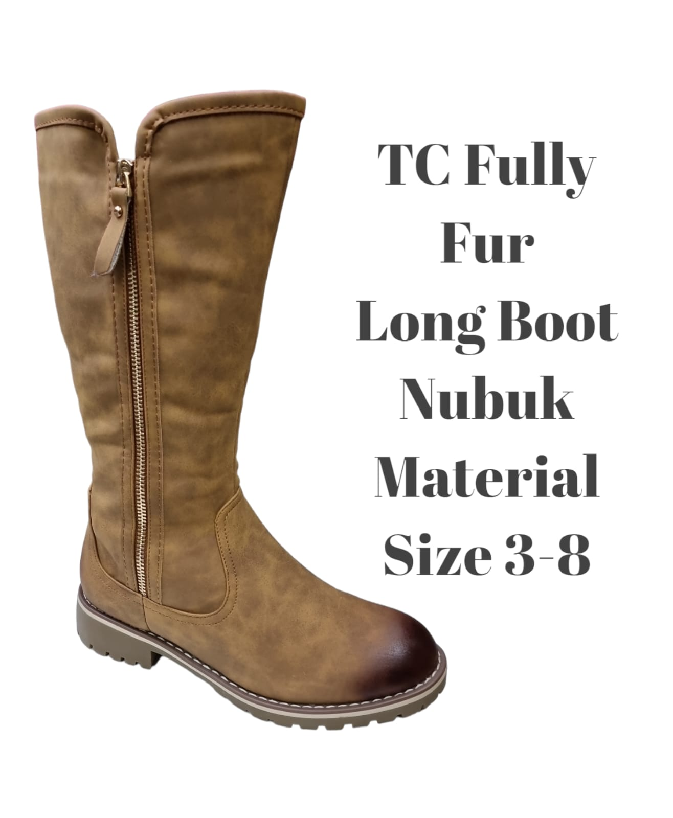 TC Fully Fur-Lined Nubuck Long Winter Boots