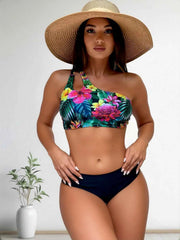 Tropical Floral One Shoulder Bikini Set