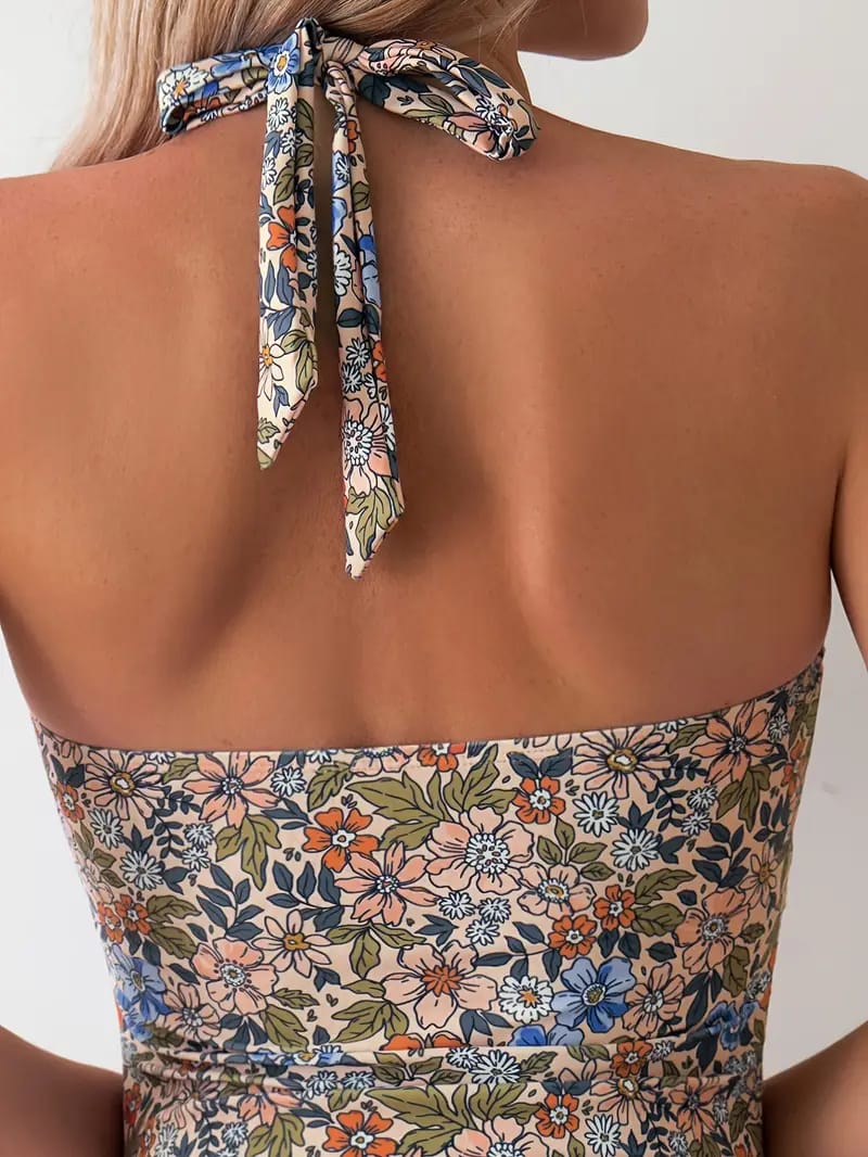 Vintage Floral Tummy Control One Piece Swimsuit