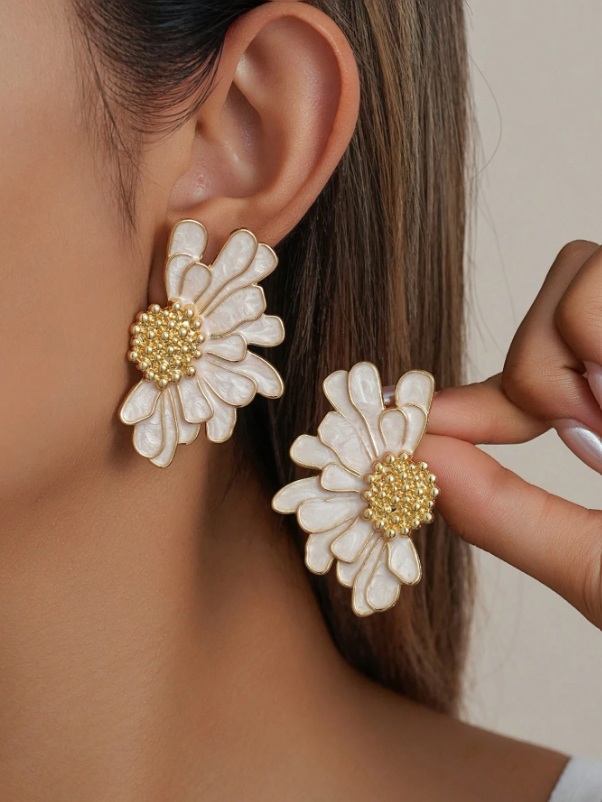 Daisy Flower Statement Earrings