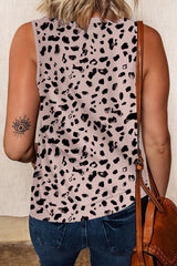 Apricot Leopard Round Neck Tank Top