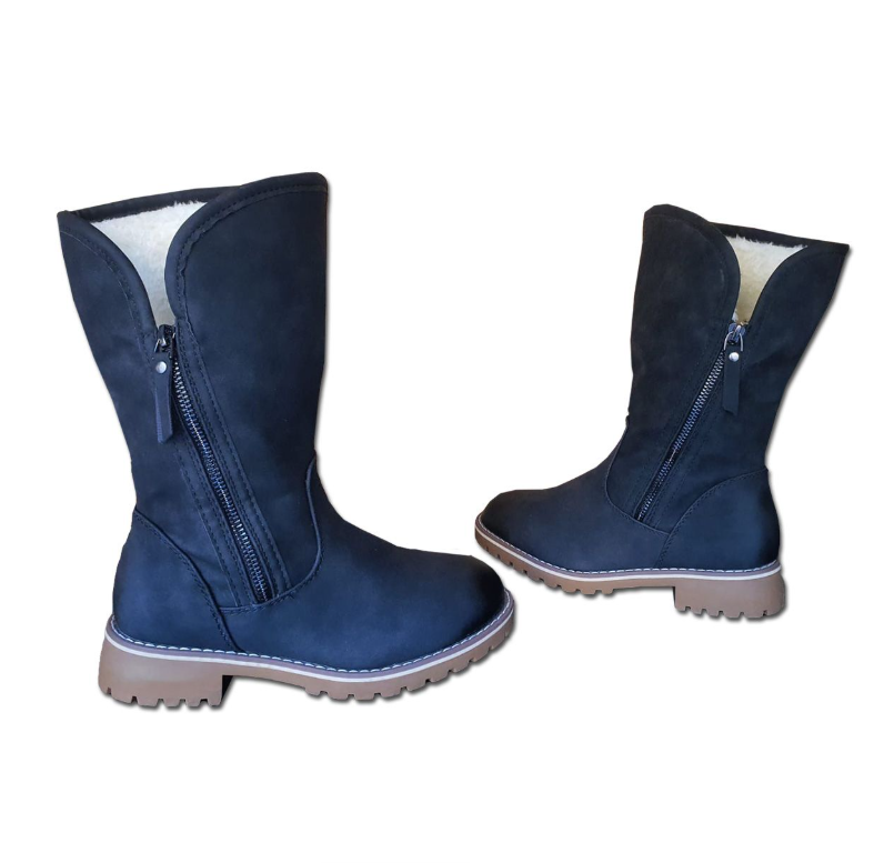 TC Fur Nubuck Mid-Calf Zip Boots for Women
