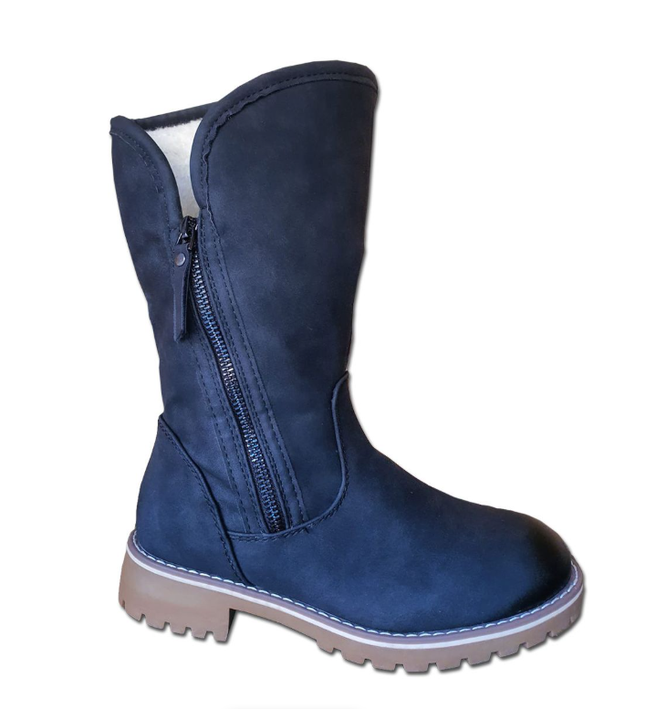 TC Fur Nubuck Mid-Calf Zip Boots for Women