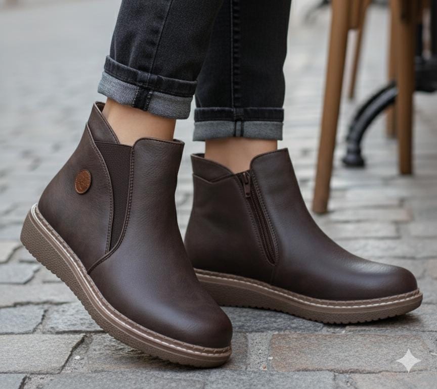 Women’s Comfortable Zip Ankle Boots – Casual Winter Walking Boots