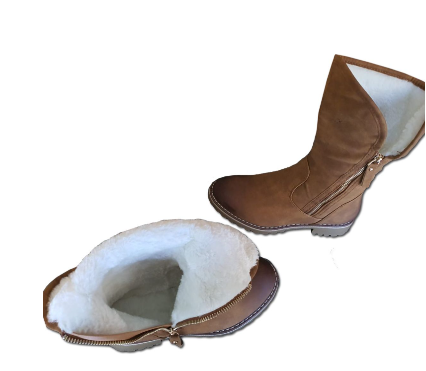 TC Fur Nubuck Mid-Calf Zip Boots for Women