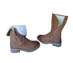 TC Fur Nubuck Mid-Calf Zip Boots for Women