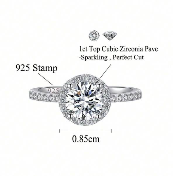 Classic Sparkle Round CZ Ring – 925 Sterling Silver