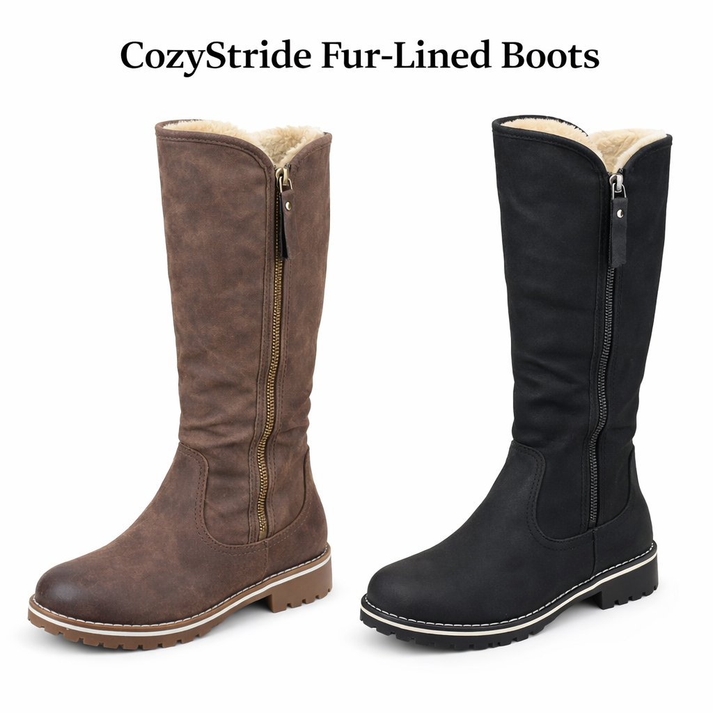 CozyStride Fur-Lined Knee High Winter Boots