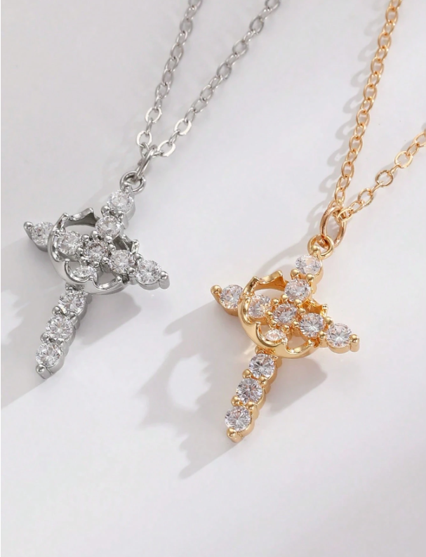 Crown & Cross Pendant Necklace