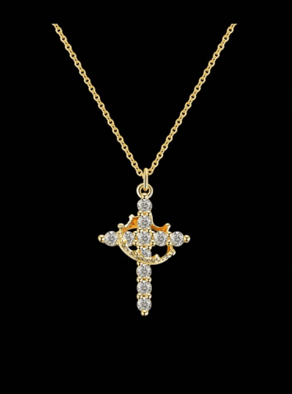 Crown & Cross Pendant Necklace