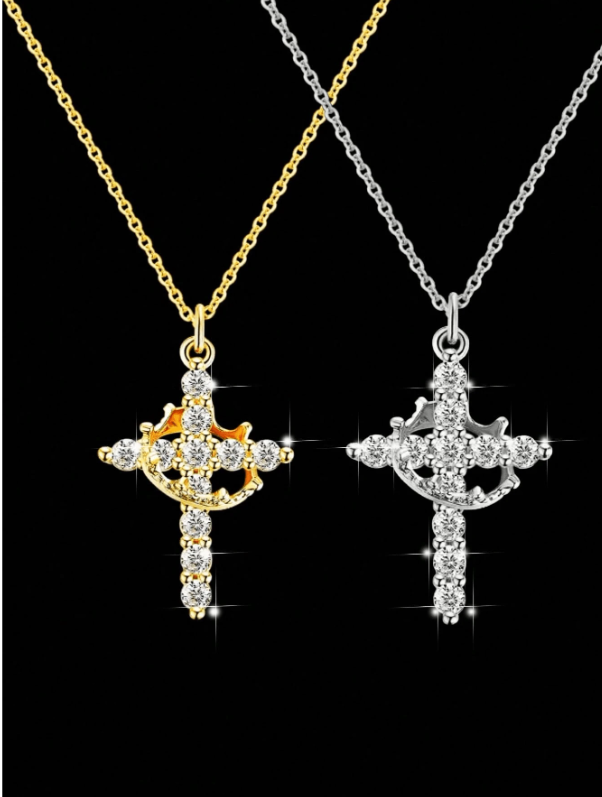 Crown & Cross Pendant Necklace