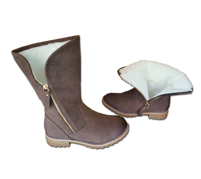 TC Fur Nubuck Mid-Calf Zip Boots for Women