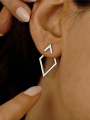 Minimalist Diamond-Shaped Two-Way Earrings