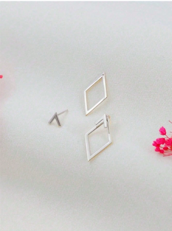Minimalist Diamond-Shaped Two-Way Earrings