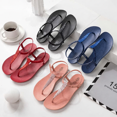 Embellished Flat Ankle Strap Sandals | PLEASE SIZE UP 1 SIZE