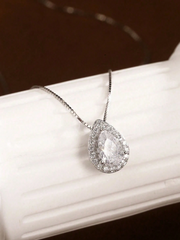 Esberry 925 Pure Silver Necklace Minimalist Teardrop Pendant Necklace