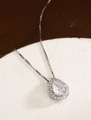 Esberry 925 Pure Silver Necklace Minimalist Teardrop Pendant Necklace