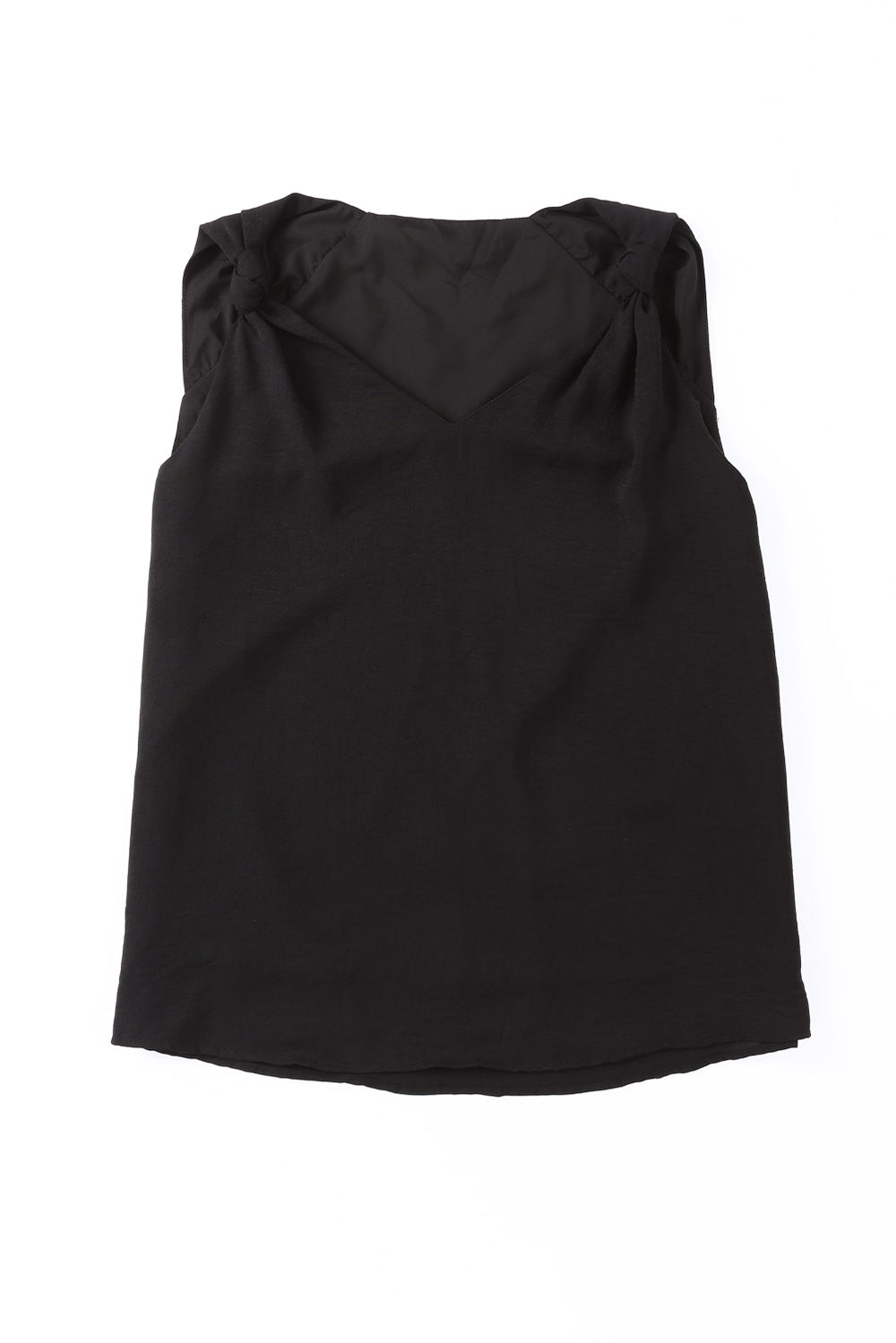 Black V Neck Knotted Shoulder Vest