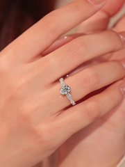 925 Sterling Silver Oval Cut Ring with CZ Side Stones