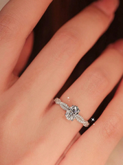 925 Sterling Silver Oval Cut Ring with CZ Side Stones