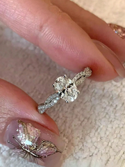 925 Sterling Silver Oval Cut Ring with CZ Side Stones