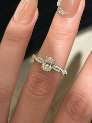 925 Sterling Silver Oval Cut Ring with CZ Side Stones