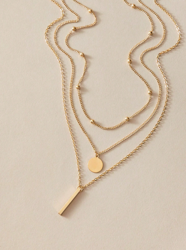 Gold Layered Circle Pendant Necklace
