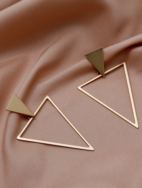Golden Geo Triangle Drop Earrings