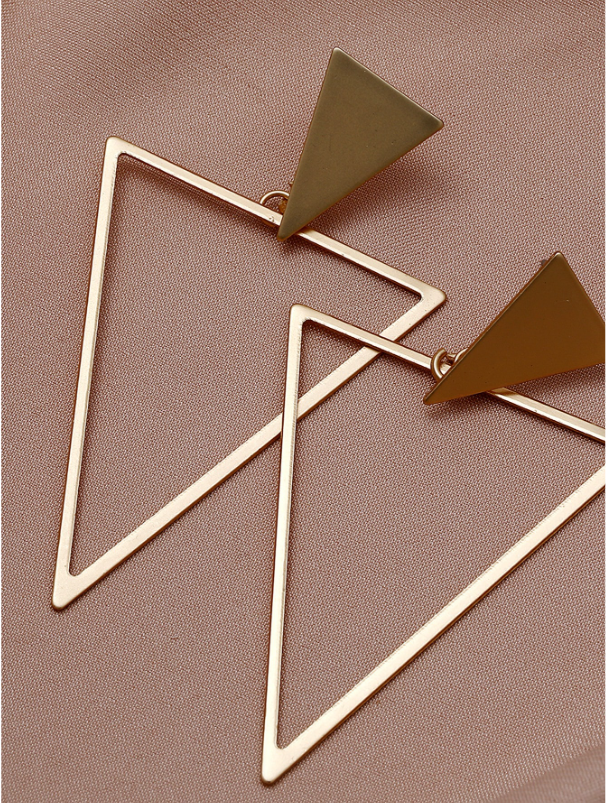 Golden Geo Triangle Drop Earrings
