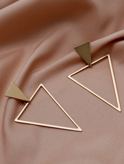 Golden Geo Triangle Drop Earrings