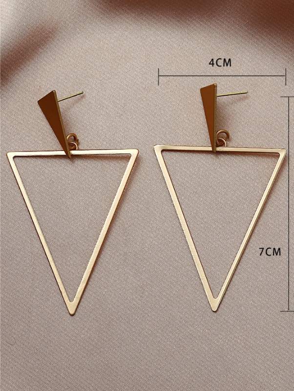 Golden Geo Triangle Drop Earrings