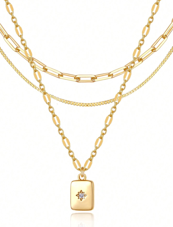 Gold Multi-Layer Pendant Necklace Set