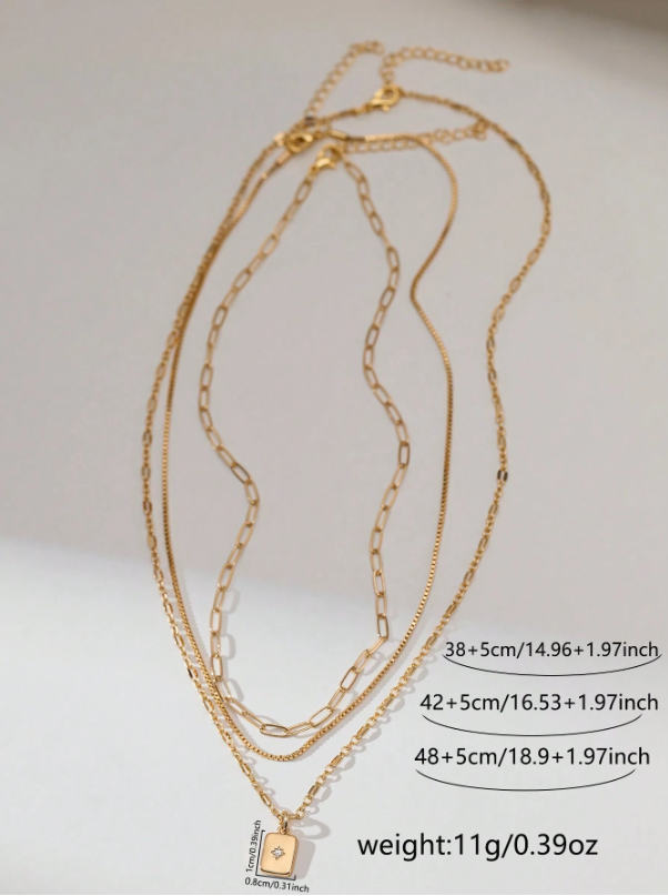 Gold Multi-Layer Pendant Necklace Set