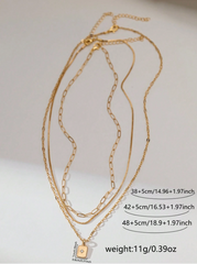 Gold Multi-Layer Pendant Necklace Set