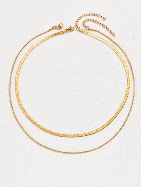 Gold Minimalist Chain Necklace Set