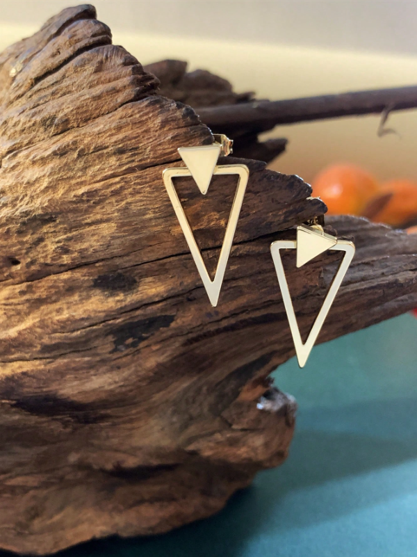 Gold Minimalist Triangle Stud Earrings