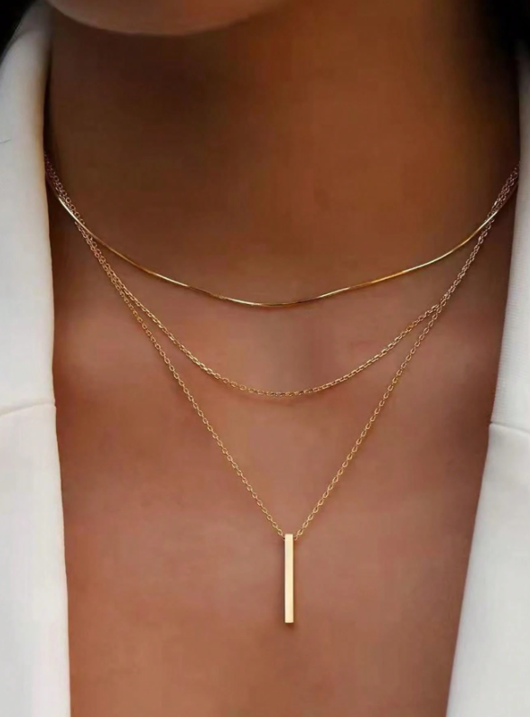 Bohemian Long Bar Layered Necklace