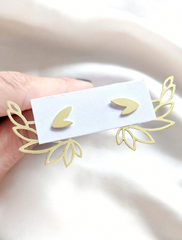 Asymmetrical Gold Peacock Earrings