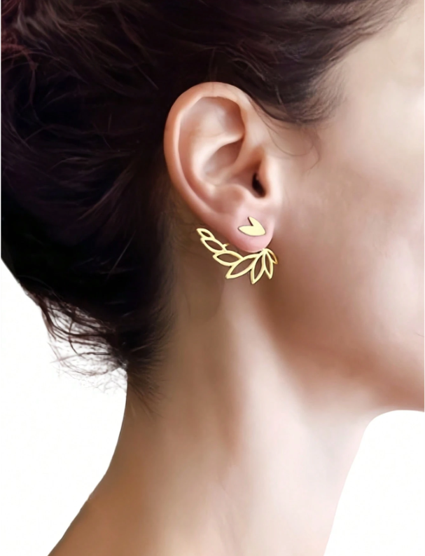 Asymmetrical Gold Peacock Earrings