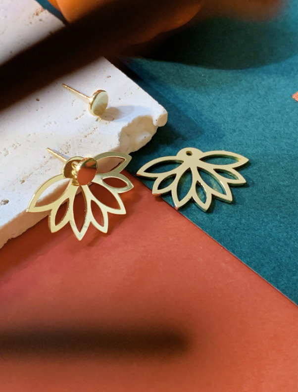 Gold Petal Stud Earrings