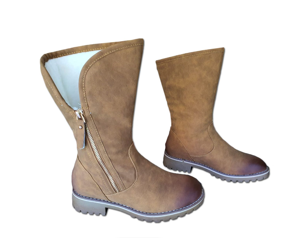 TC Fur Nubuck Mid-Calf Zip Boots for Women