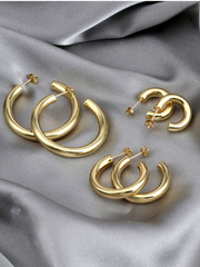 Minimalist Gold Hoop Earrings Set (3-Piece)
