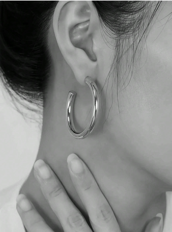 Minimalist Silver Hoop Earrings Set (3-Piece)