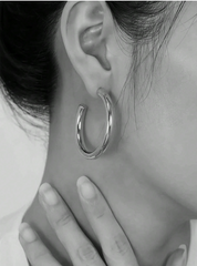 Minimalist Silver Hoop Earrings Set (3-Piece)